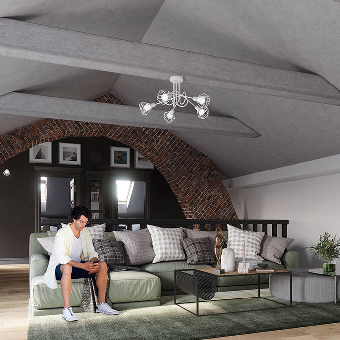 Plafond ARTEMIS 2 vit + 2x LED-lampa E14 4000K Kall 7,5W 680lm