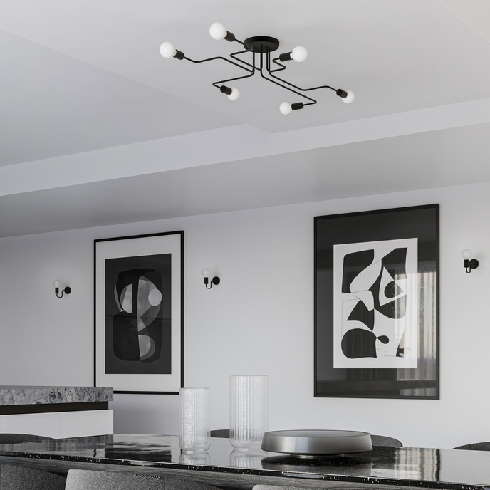 Vägglampa VECTOR svart 1x LED-lampa E27 3000K varm 7,5W 620lm