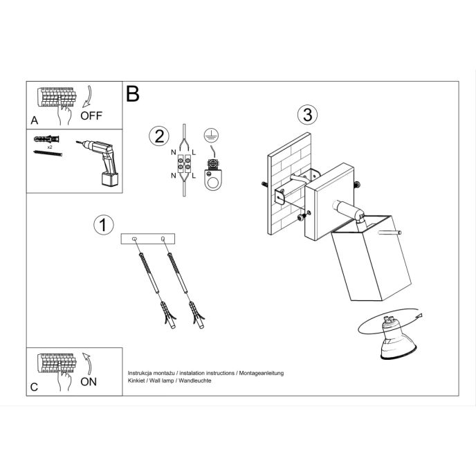 Vägglampa MERIDA svart
