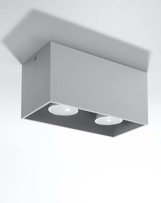 Plafond QUAD MAXI grå + 2x LED-lampa GU-10 3000K varm 7W 620lm