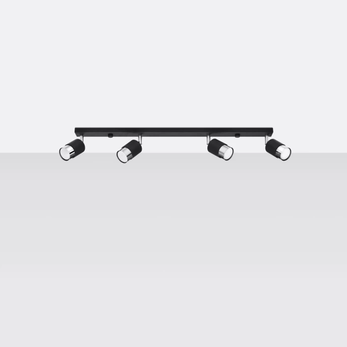 Taklampa NERO 4 svart/krom