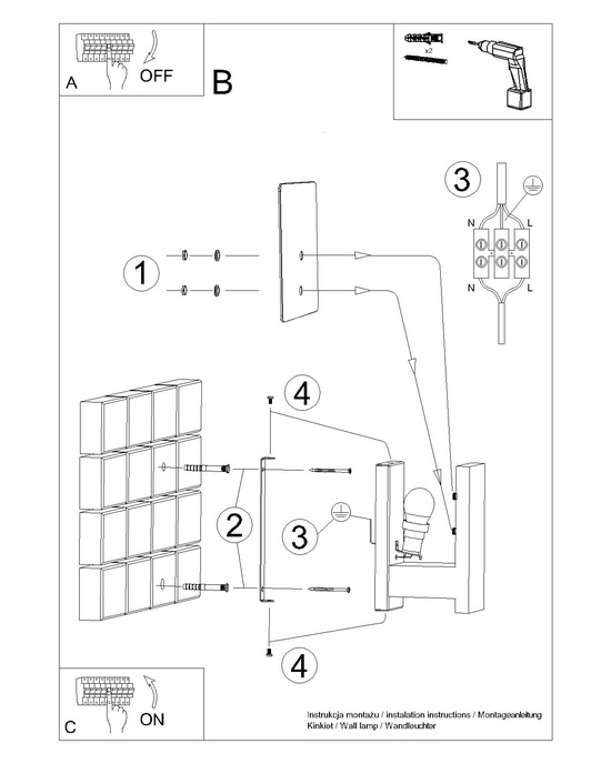 Vägglampa LAPPO vit + 1x LED-glödlampa E14 3000K varm 7,5W 620lm