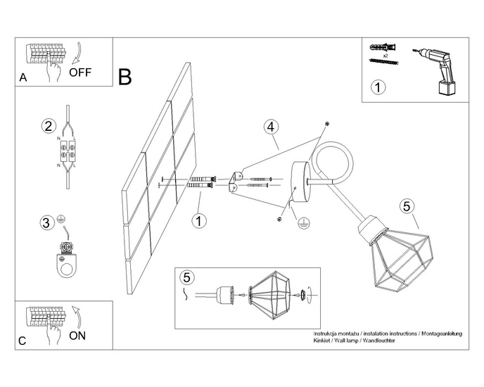 Vägglampa ARTEMIS 1S svart + 1x LED-lampa E14 4000K Cold 7,5W 680lm