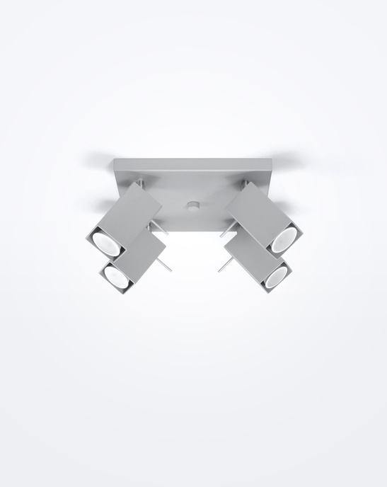 Plafond MERIDA 4 grå + 4x LED-lampa GU-10 3000K varm 7W 620lm