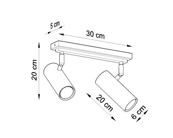 Plafond DIREZIONE 2 svart + 2x LED-lampa GU-10 3000K varm 7W 620lm