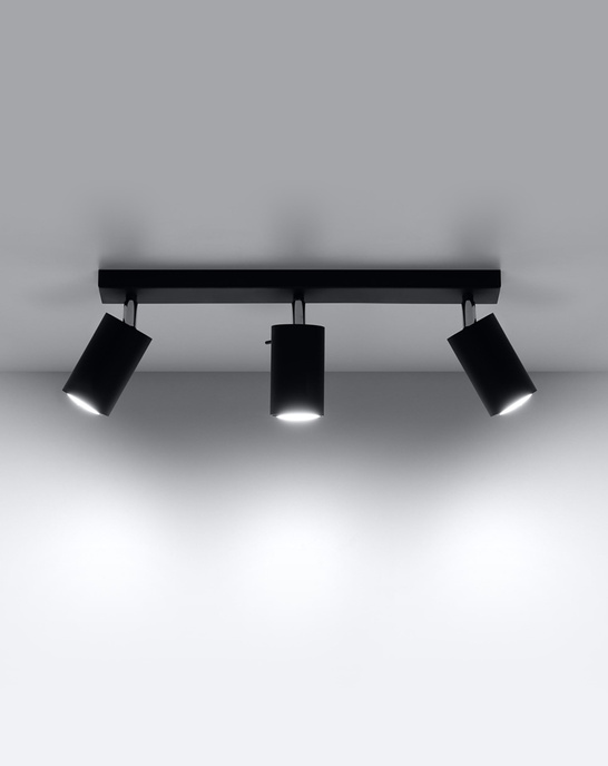 Plafond RING 3L svart +3x LED-lampa GU-10 3000K varm 7W 620lm