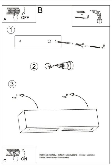 Keramisk vägglampa VEGA vit + 1x LED-lampa E27 3000K varm 7,5W 620lm