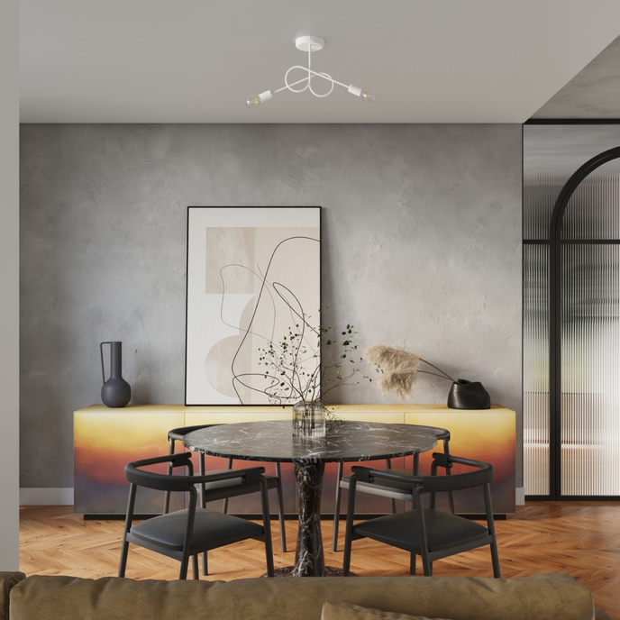 Ljuskrona LOOP 2 vit + 2x LED-lampa E27 3000K varm 7,5W 620lm