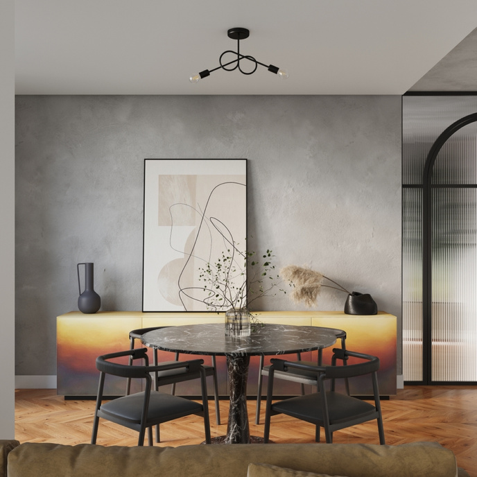 Ljuskrona LOOP 2 svart + 2x LED-lampa E27 3000K 7W 760lm