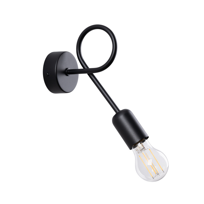 Vägglampa SUPEŁ svart + 1X LED-glödlampa E27 3000K 7W 760lm