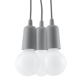 DIEGO 3 taklampa grå + 3x LED-lampa E27 3000K varm 7,5W 620lm