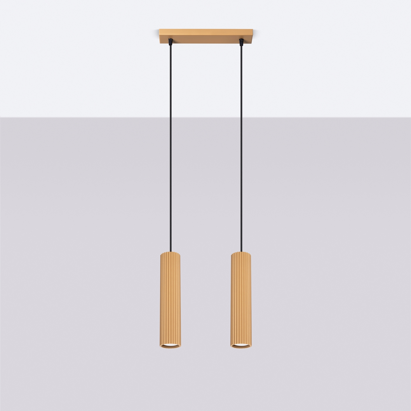 Pendellampa KARBON 2 guld + 2x LED-lampa GU-10 4000K Cold 7W 530lm