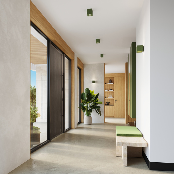 Taklampa QUAD betong olivgrön