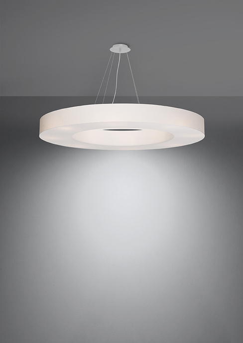 Ljuskrona SATURNO SLIM 90 vit + 8x LED-lampa E27 3000K varm 7,5W 620lm