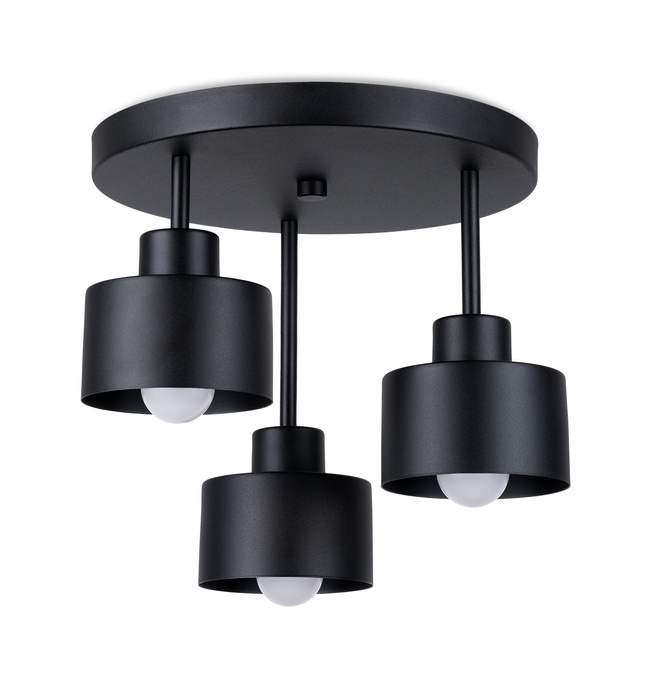 Plafond SAVAR 3 svart + 3x LED-lampa E27 4000K kall 7,5W 690lm