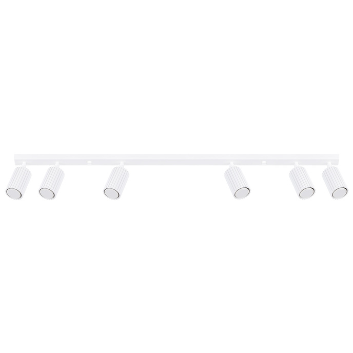 Plafond KARBON 6L vit + 6x LED-lampa GU-10 3000K varm 7W 510lm