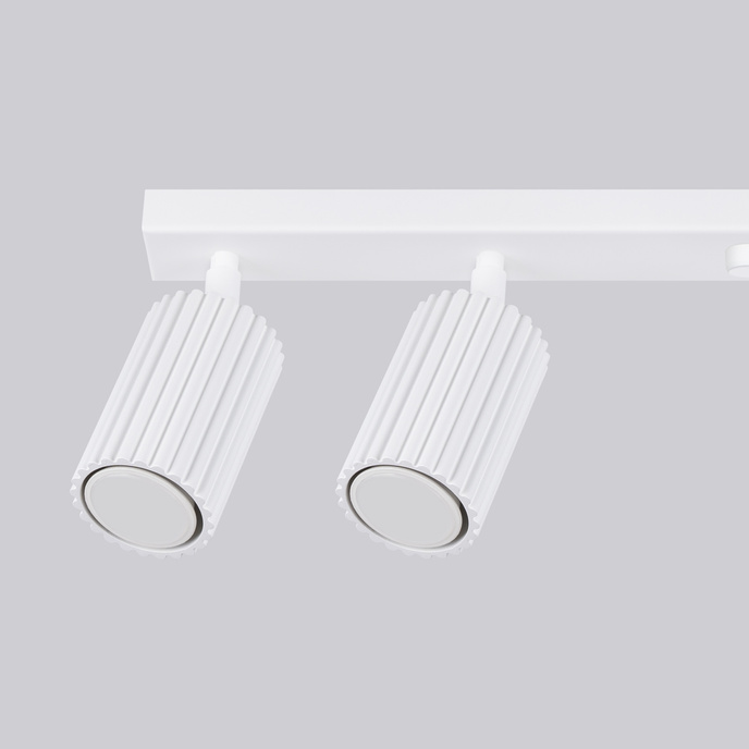 Plafond KARBON 6L vit + 6x LED-lampa GU-10 4000K kall 7W 530lm