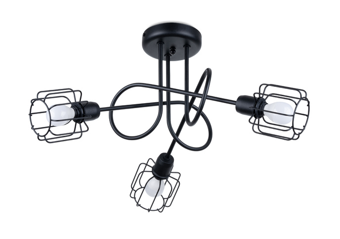 Ljuskrona BELUCI 3S svart + 3x LED-lampa E14 4000K Kall 7,5W 680lm