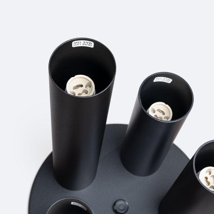 Plafond LAGOS 5P svart + 5x LED-lampa GU-10 3000K varm 7W 510lm