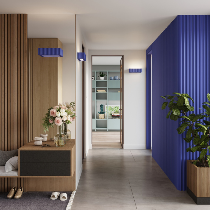 Vägglampa keramik RIGATA ultramarin