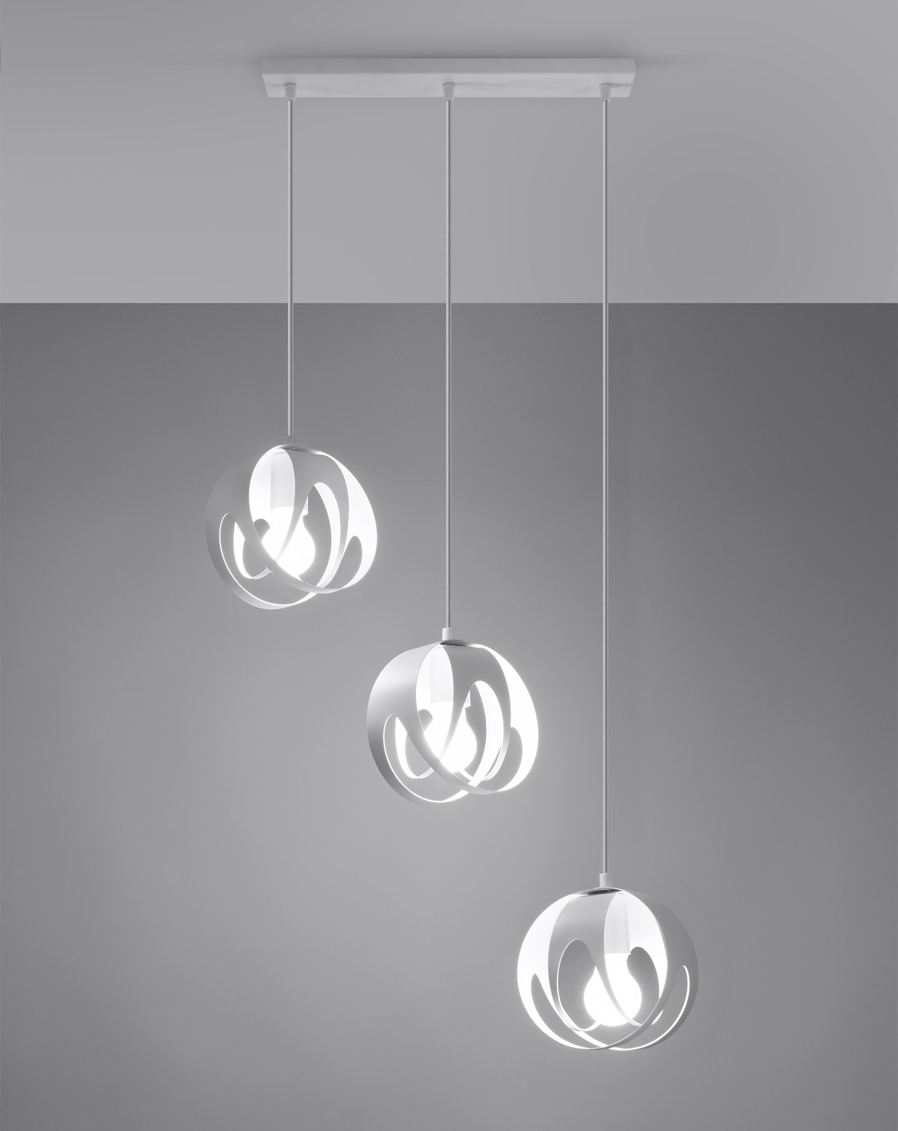 TULOS 3L taklampa vit + 3x LED-lampa E27 3000K varm 7,5W 620lm