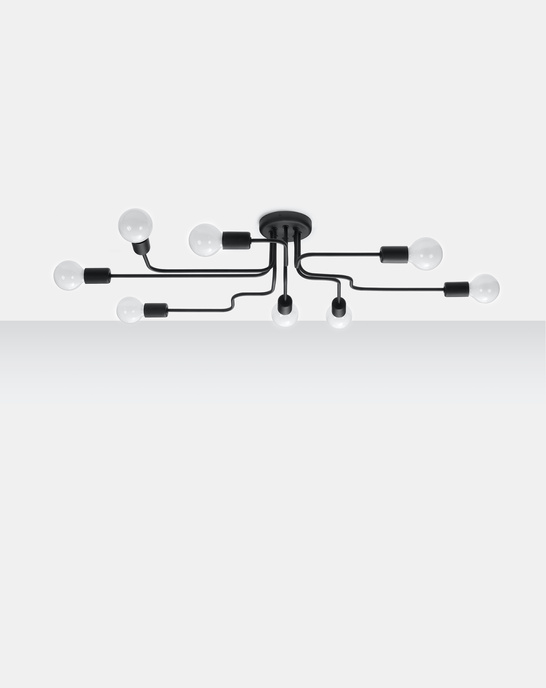 Ljuskrona VECTOR 8 svart + 8x LED-lampa E27 3000K varm 7,5W 620lm