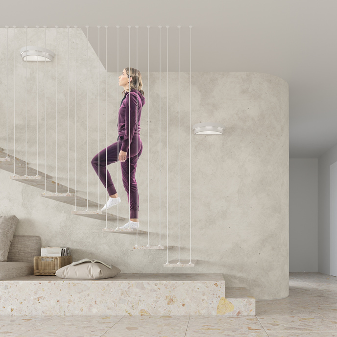 Keramisk vägglampa HELIOS vit + 1x LED-lampa E27 4000K Kall 7,5W 650lm