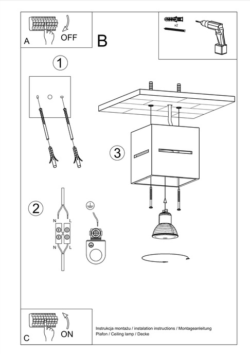 Plafond LOBO grå + 1x LED-lampa G9 4000K kall 4,5W 530lm