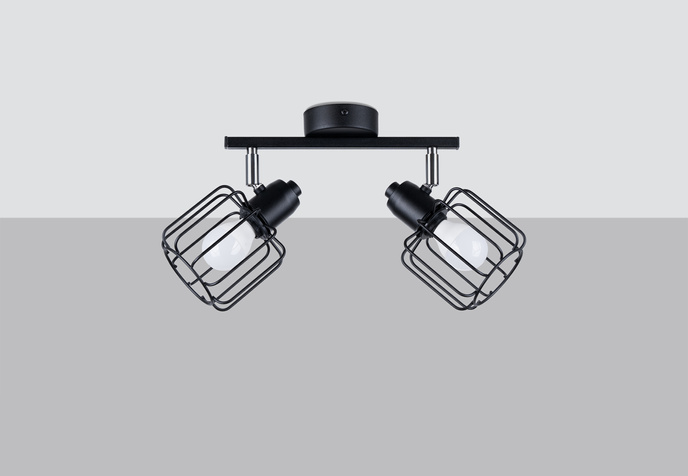 BELUCI 2 plafond svart + 2x LED-lampa E14 3000K varm 7,5W 620lm