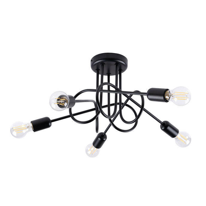 Ljuskrona SUPEŁ 5 svart + 5X LED-lampa E27 3000K 7W 760lm
