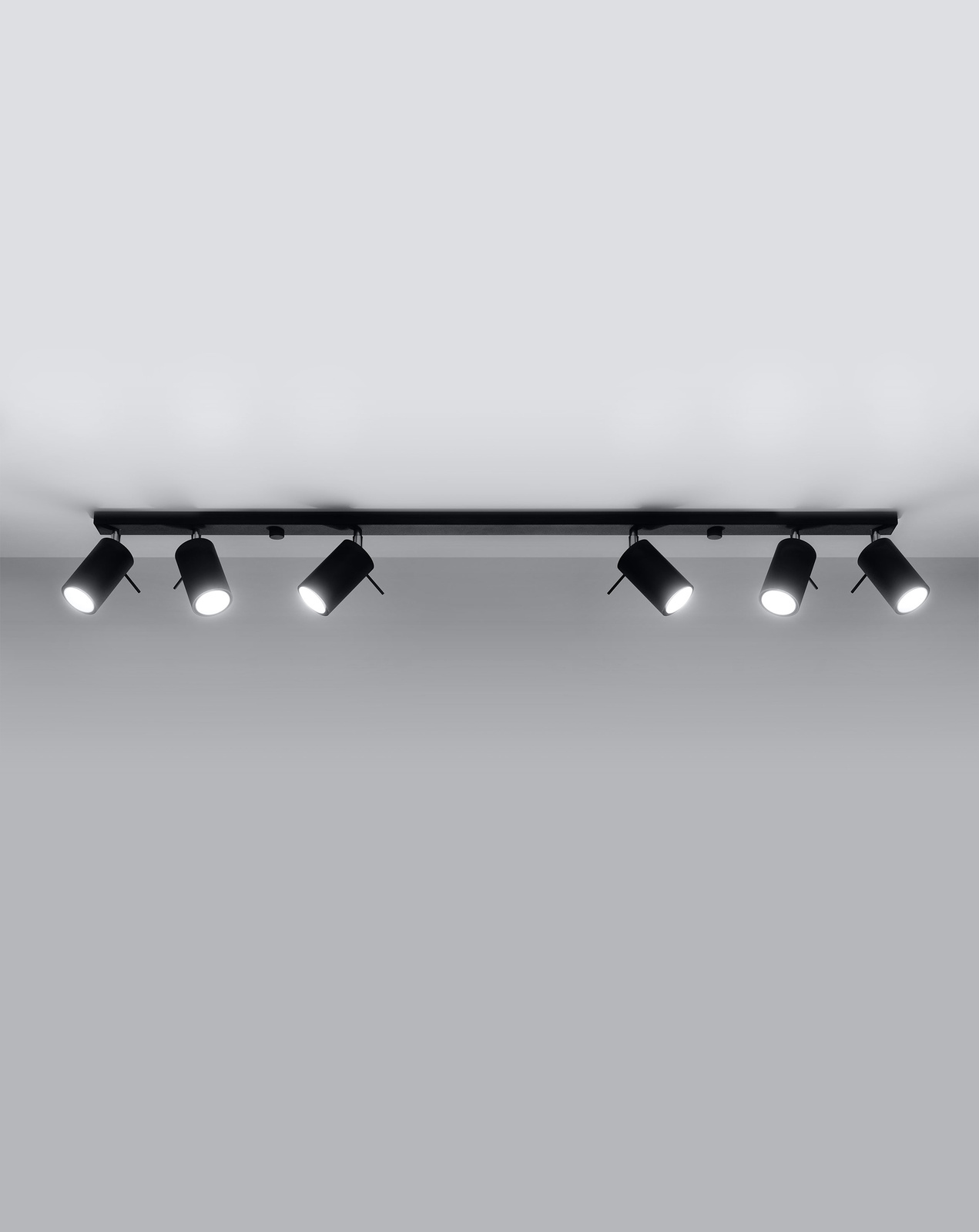 Plafond RING 6L svart + 6x LED-lampa GU-10 4000K Kall 7W 630lm