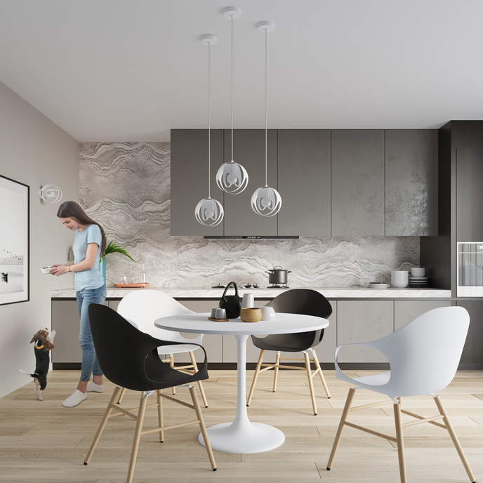 Plafond TULOS vit + 1x LED-lampa E27 4000K kall 7,5W 650lm