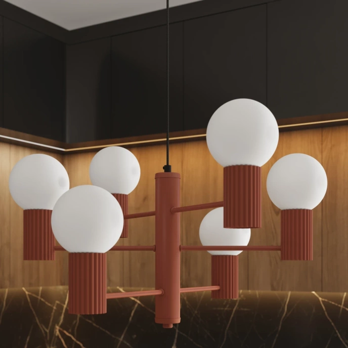 Ljuskrona HALO 6 röd ochra