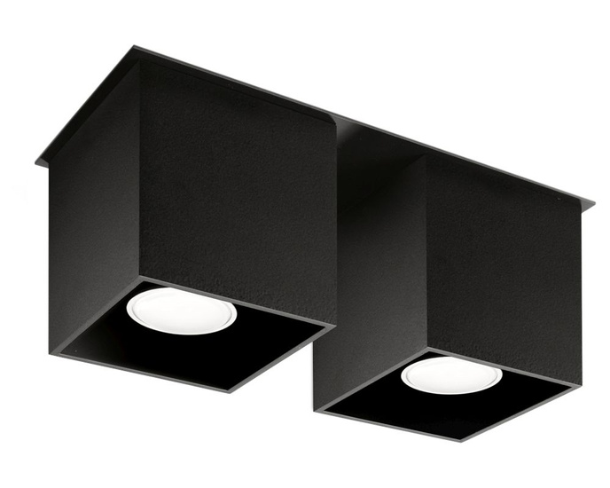 Plafond QUAD 2 svart + 2x LED-lampa GU-10 4000K Cold 7W 630lm