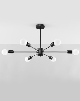 Ljuskrona LANGO 6 svart+ 6x LED-lampa E27 3000K varm 7,5W 620lm