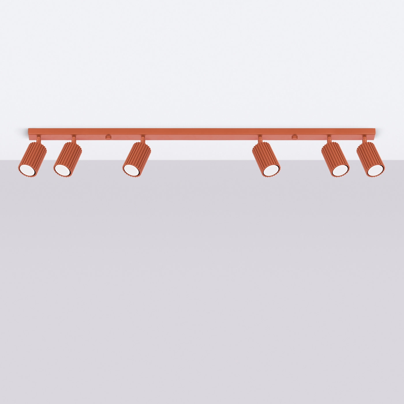 Plafond KARBON 6L ockraröd + 6x LED-lampa GU-10 4000K Kall 7W 530lm