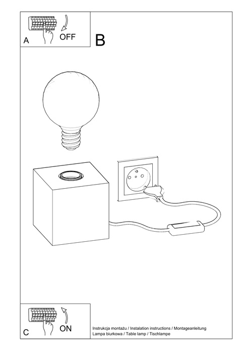 ARIZ skrivbordslampa i betong + 1x LED-lampa E27 3000K varm 7,5W 620lm