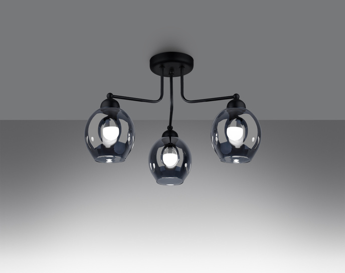 Ljuskrona FILLAN 3 svart + 3x LED-lampa E27 4000K Kall 7,5W 690lm