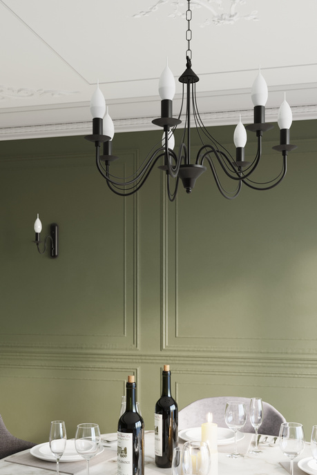 Vägglampa MINERWA svart + 1x LED-lampa E14 3000K varm 7,5W 620lm