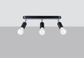 Plafond FORNES 3 svart + 3x LED-lampa E27 3000K varm 7,5W 620lm