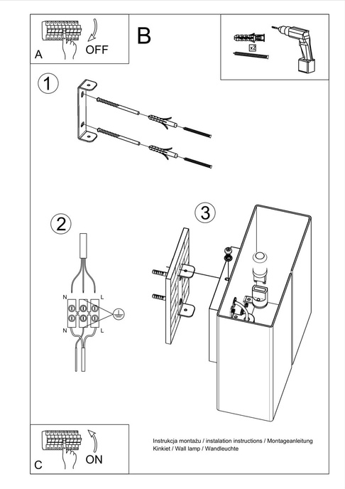 Vägglampa LINEA vit + 2x LED-lampa G9 4000K kall 4,5W 530lm