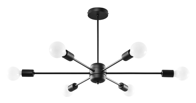 Ljuskrona LANGO 6 svart+ 6x LED-lampa E27 3000K varm 7,5W 620lm