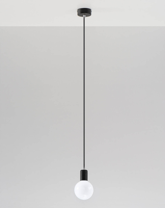 EDISON taklampa svart +1x LED-lampa E27 4000K Kall 7,5W 650lm