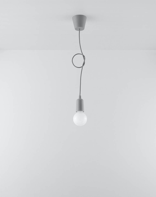 DIEGO 1 grå taklampa + 1x LED-glödlampa E27 3000K varm 7,5W 620lm