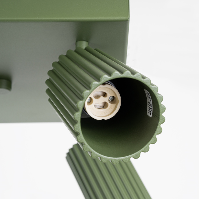 Plafond KARBON 4 olivgrön + 4x LED-lampa GU-10 4000K Kall 7W 530lm