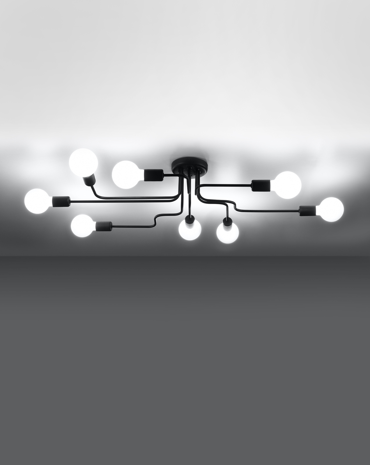 Ljuskrona VECTOR 8 svart + 8x LED-lampa E27 4000K Kall 7,5W 650lm