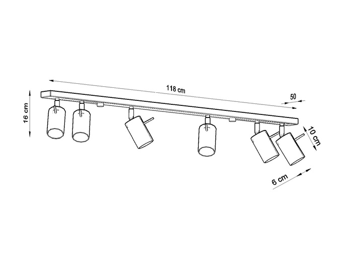 Plafond RING 6L vit + 6x LED-lampa GU-10 4000K kall 7W 630lm