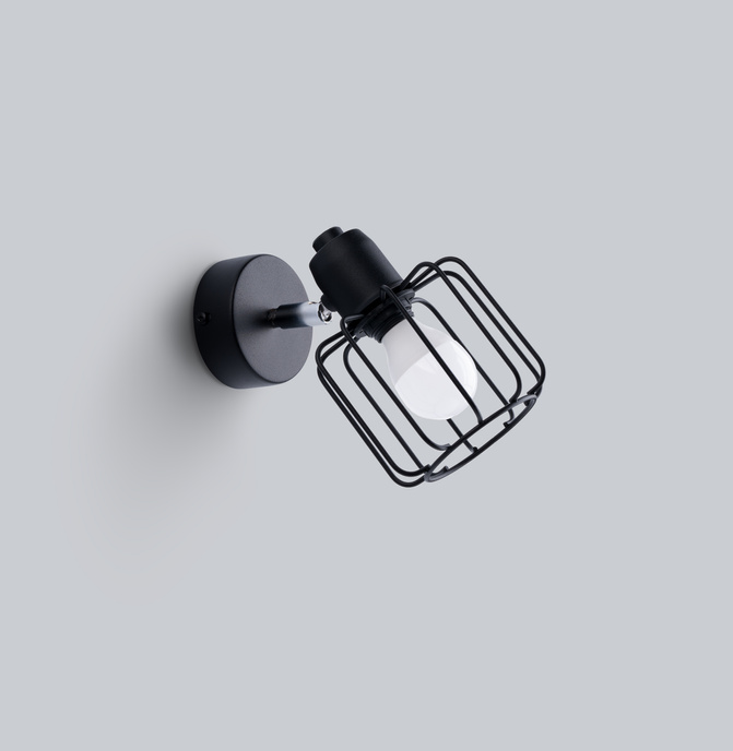 Vägglampa BELUCI 1 svart + 1x LED-lampa E14 4000K Cold 7,5W 680lm