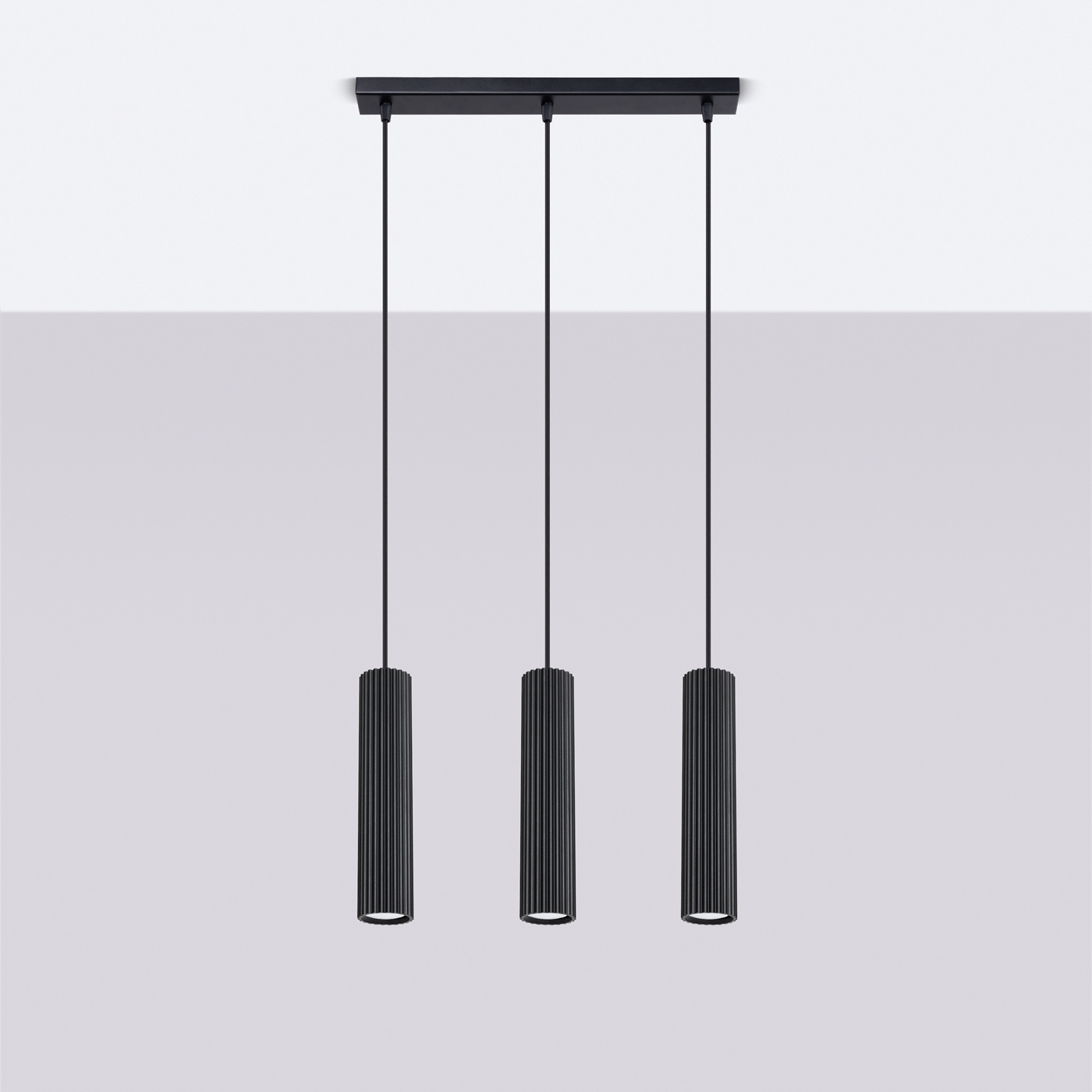 Taklampa KARBON 3L svart + 3x LED-lampa GU-10 3000K varm 7W 510lm