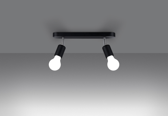 Plafond FORNES 2 svart 2x LED-lampa E27 4000K Kall 7,5W 690lm